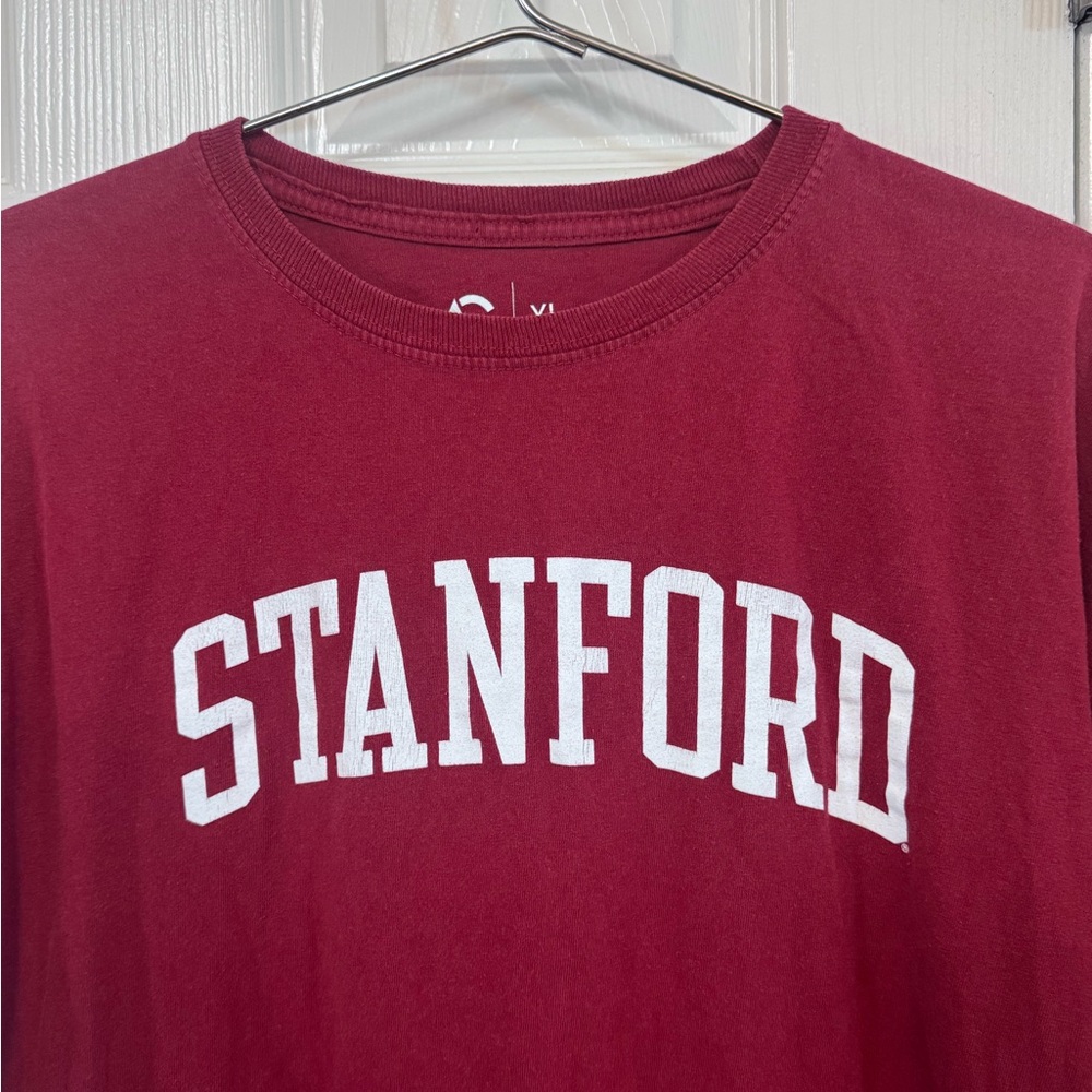 Retro Vintage Stanford Women’s XL Cardinal Red Crew Neck T-Shirt - Picture 3 of 5